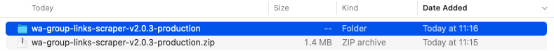 unzip WA Group Links Scraper chrome extension